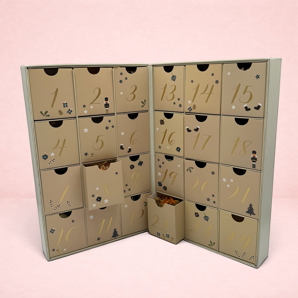 Darling Bun Shop 24 day reusable cardboard advent calendar for small animals with festive holiday illustrations