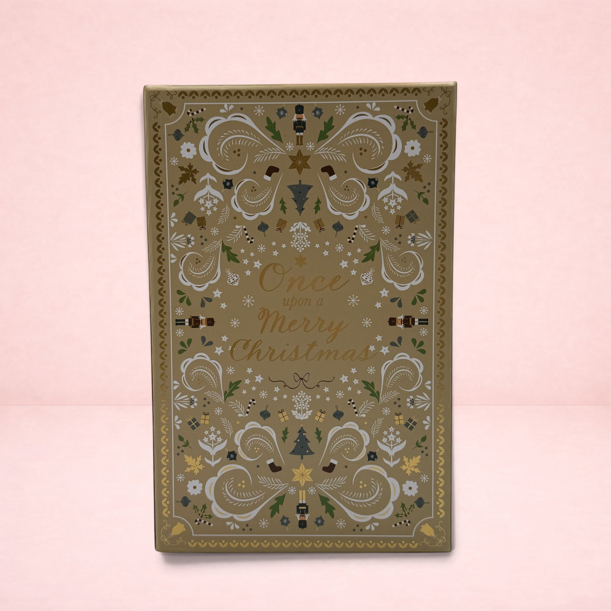 Darling Bun Shop 24 day luxury forage advent calendar in gold with festive nutcracker and floral Christmas design