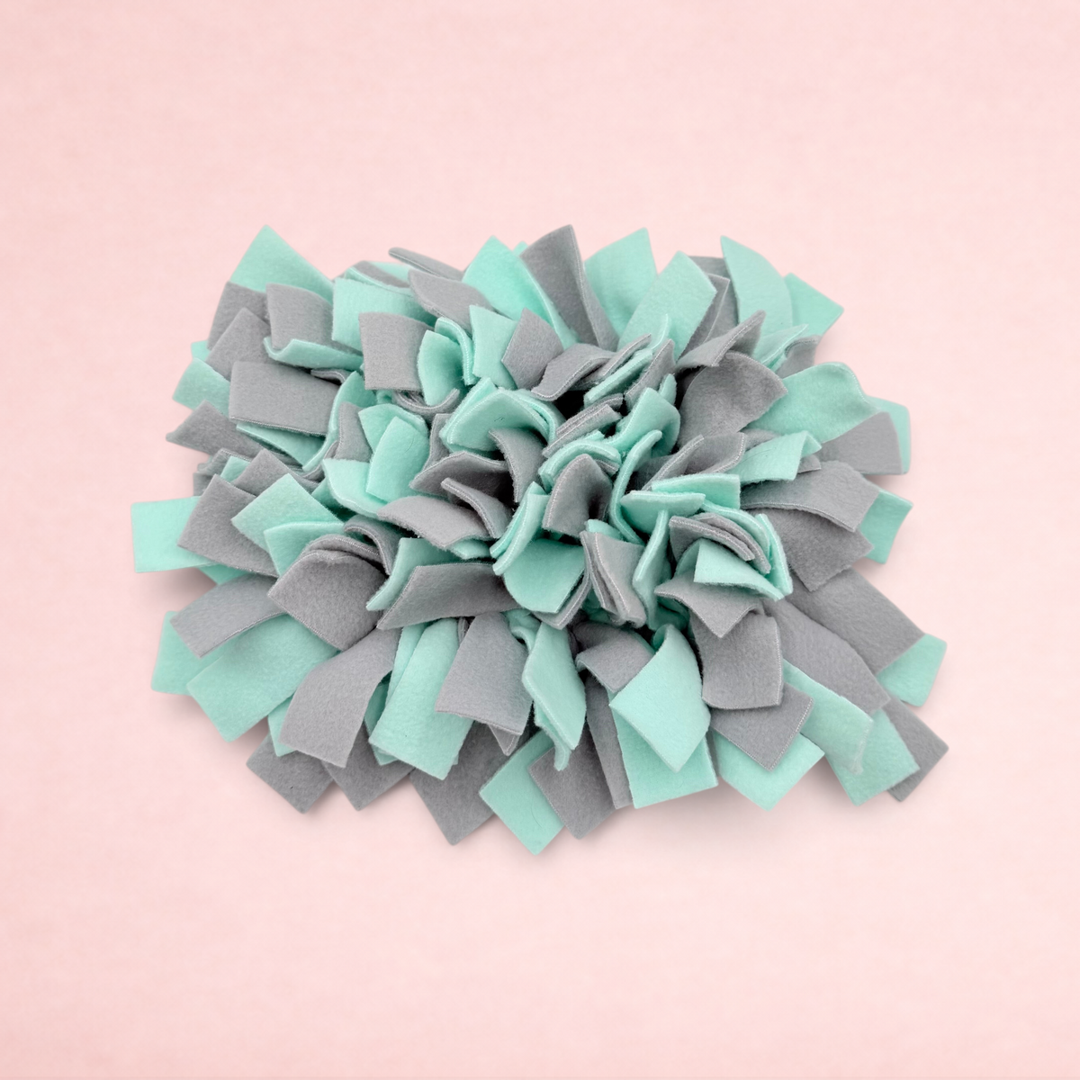 Darling Bun Shop green and grey felt snuffle mat for small pets to encourage foraging and slow feeding