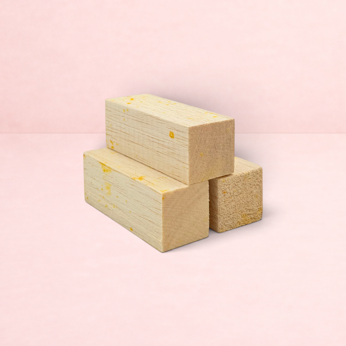 Darling Bun Shop butternut squash-infused balsa wood chew blocks for small pets on a white background