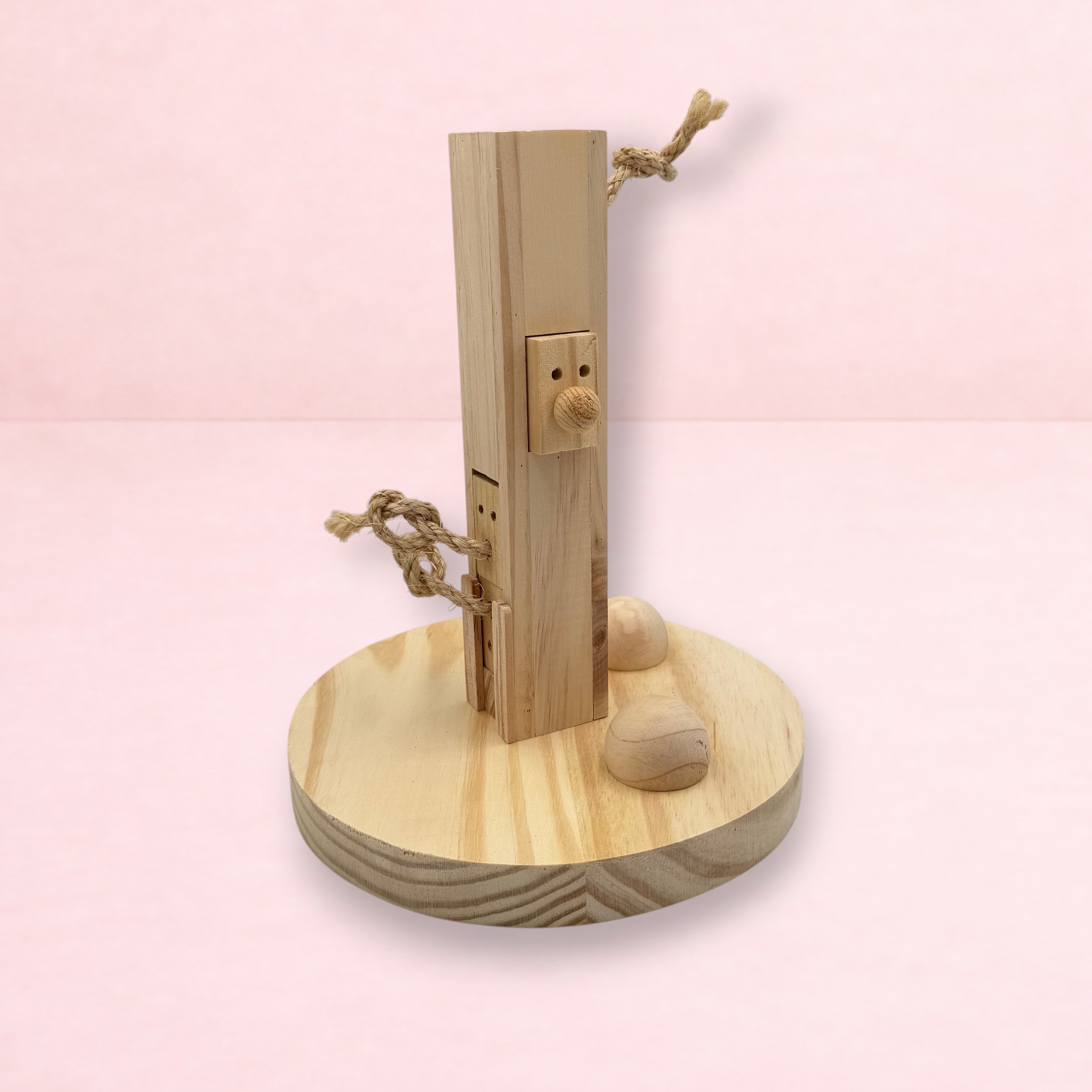 Darling Bun Shop wooden Thinking & Learning Feed Tree puzzle toy for rabbits with sliding and pulling mechanisms.