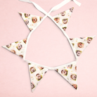 Darling Bun Shop bunting featuring an autumnal hedgehog and floral print on white fabric for small pet enclosures.
