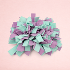 Darling Bun Shop green and purple fleece snuffle mat for small pets to forage for treats and slow down eating