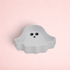 Darling Bun Shop white plastic ghost-shaped forage tray for small pets with a cute printed face