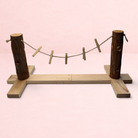 Darling Bun Shop natural wooden rabbit feeding line with five clips for hanging vegetables and foraging treats