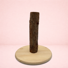 Darling Bun Shop natural wooden foraging tree toy for rabbits with treat holes on a round base