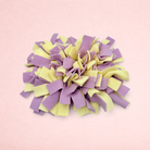 Darling Bun Shop purple and yellow felt snuffle mat for small pets to encourage natural foraging and slow eating.