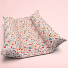 Darling Bun Shop handmade rabbit bed with autumn acorn and oak leaf print and two raised pillow sides for comfort
