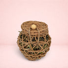 Darling Bun Shop natural vine acorn forage toy filled with timothy hay and pea flakes for rabbits and small animals