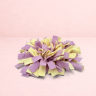 Darling Bun Shop purple and yellow fleece snuffle mat for small pets to forage for treats and slow down eating