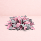 Darling Bun Shop pink and grey felt snuffle mat for small pets to encourage foraging and slow feeding