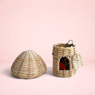 Darling Bun Shop natural vine mushroom forage toy for rabbits with dried herbs and pumpkin treats inside