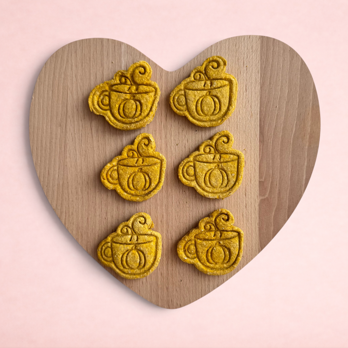 Darling Bun Shop handmade pumpkin spiced latte oat treats for rabbits shaped like coffee cups with pumpkin designs