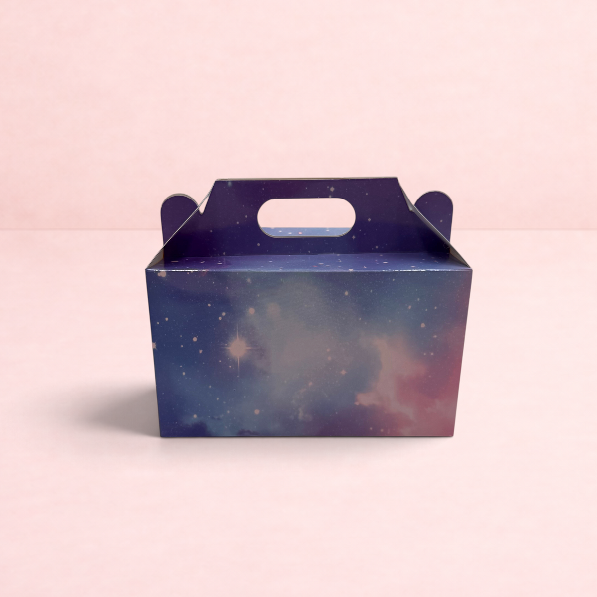 Darling Bun Shop Calming Bonfire Box with a purple and pink galaxy print design for small animal treats