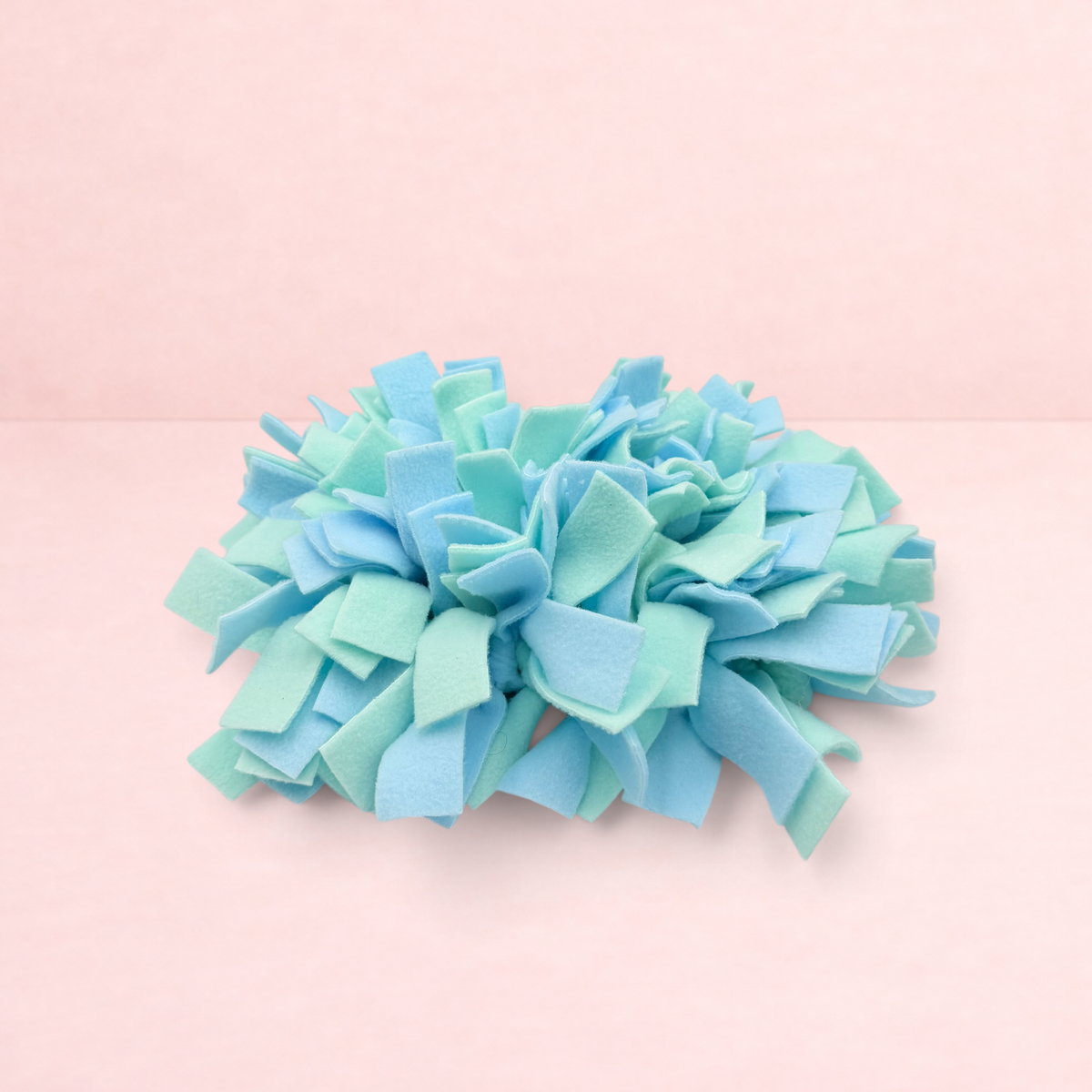 Darling Bun Shop blue and green felt snuffle mat for small pets to forage for treats and slow down eating