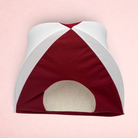 Darling Bun Shop red and white fabric teepee hideaway for small pets with a soft fleece interior