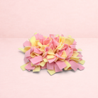 Darling Bun Shop pink and yellow felt snuffle mat for small pets to forage for treats and slow down eating
