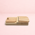Darling Bun Shop natural wooden puzzle snack box for rabbits with sliding lids for foraging and treat enrichment