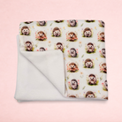 Darling Bun Shop handmade small pet blanket featuring an autumnal hedgehog pattern with a soft white fleece lining.