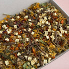 Darling Bun Shop Autumn Edition Forage Box with dried pumpkin, apple, dandelion root, and flowers for small pets.