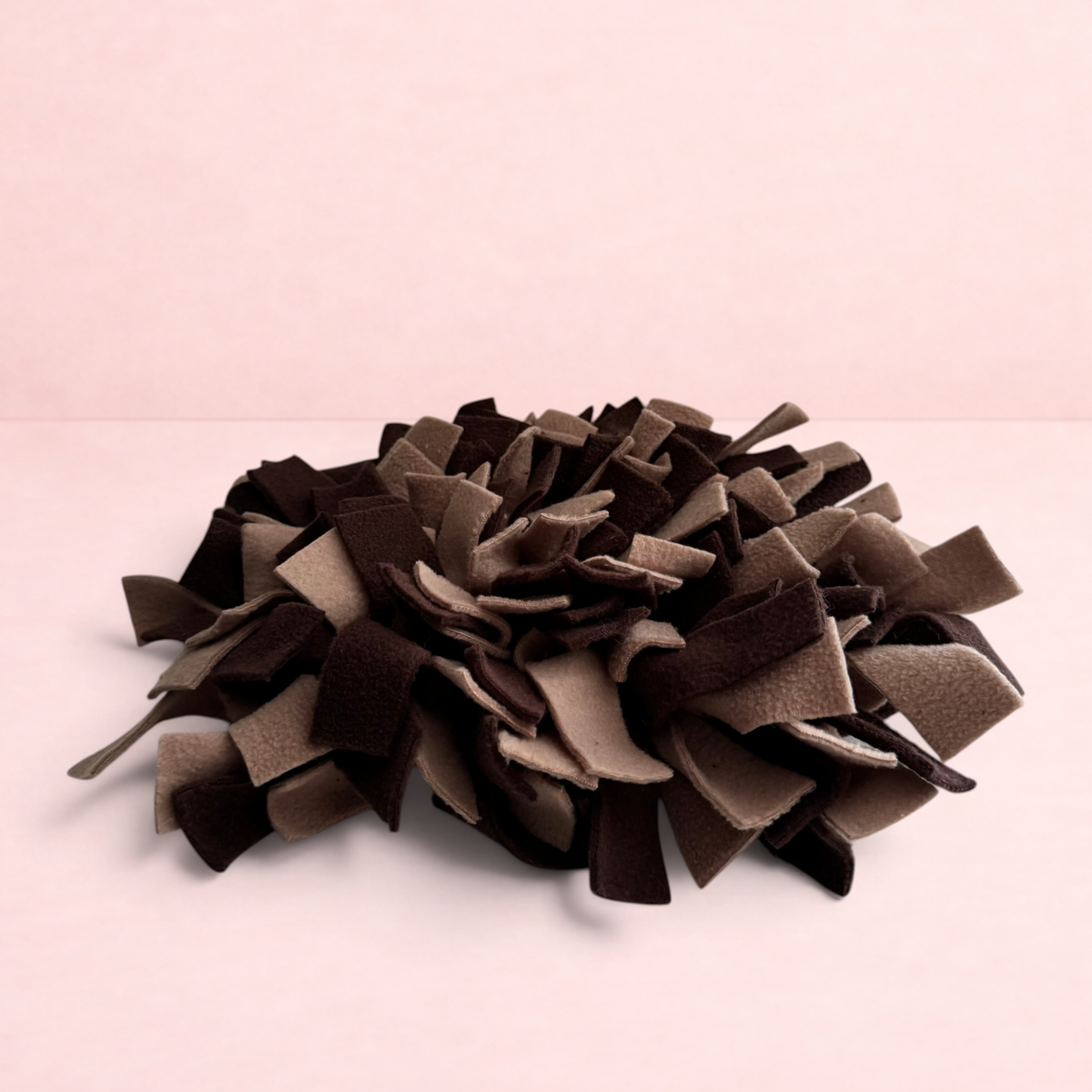 Darling Bun Shop Cappuccino Snuffle Mat in brown and beige felt for small pets to forage for treats