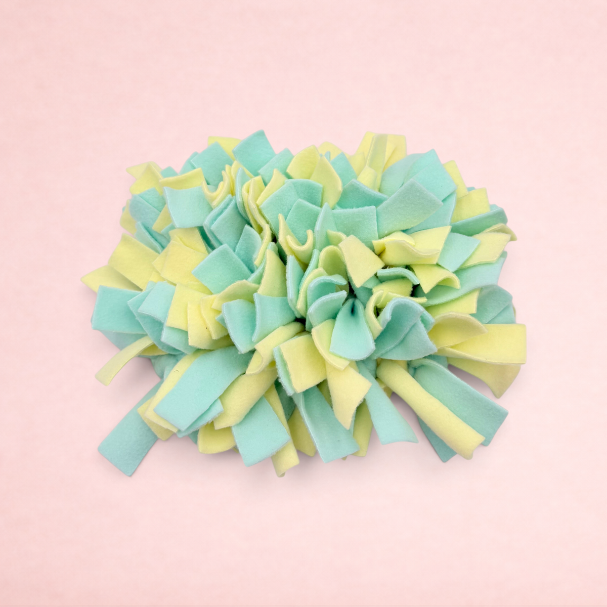 Darling Bun Shop yellow and green felt snuffle mat for small pets to encourage foraging and slow eating