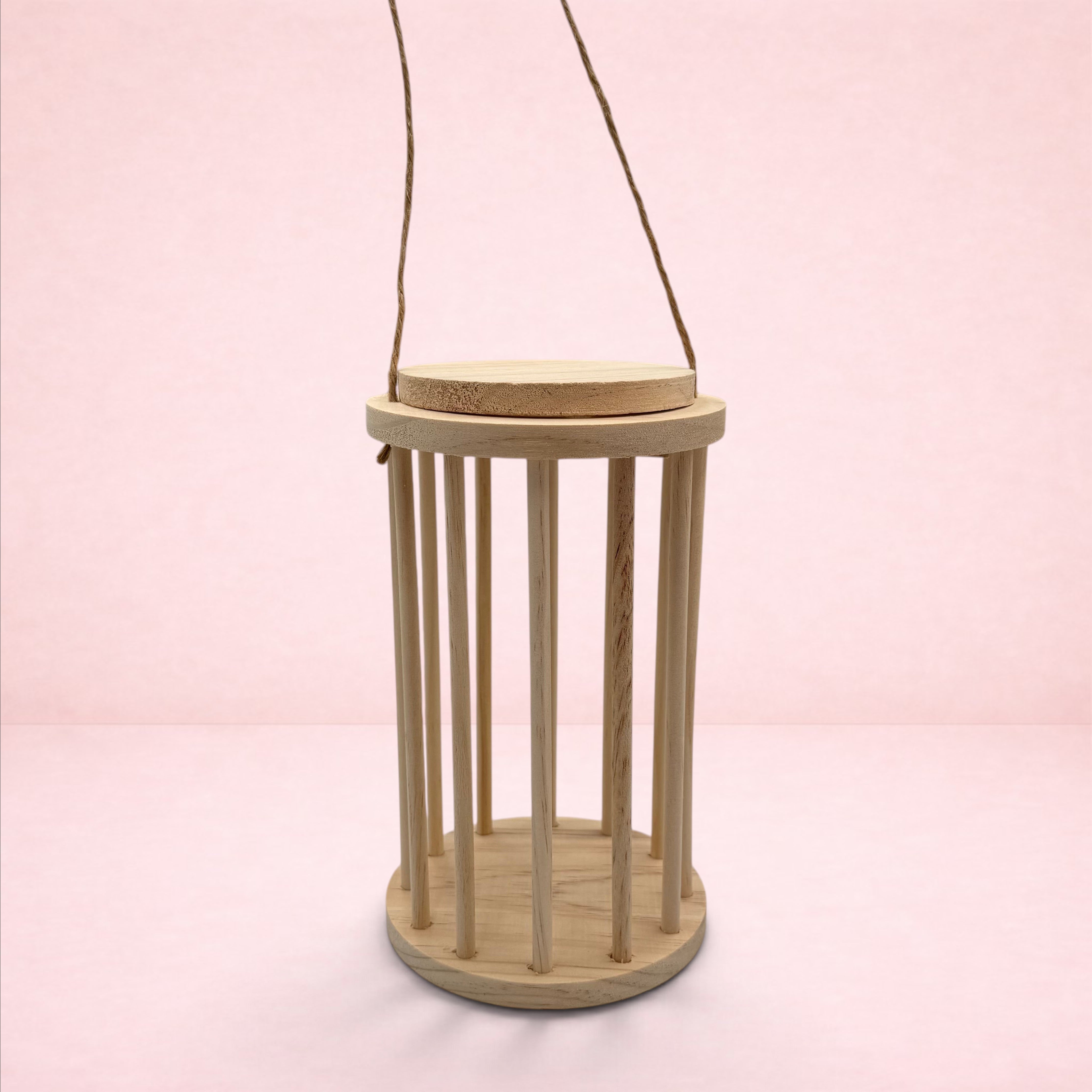 Darling Bun Shop 3-in-1 wooden hay roller for rabbits with a removable lid and hanging twine for enclosure enrichment