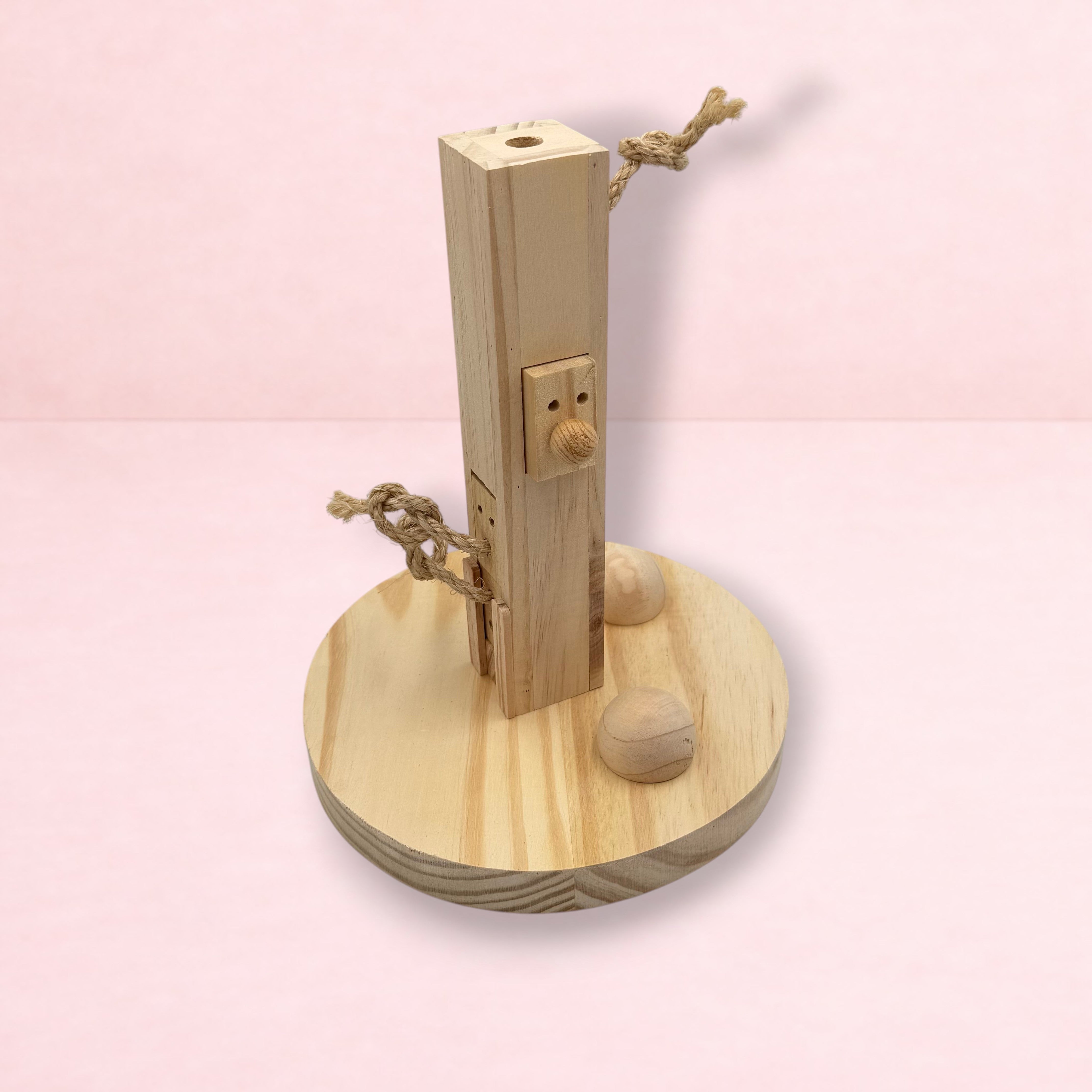 Darling Bun Shop wooden Thinking & Learning Feed Tree puzzle toy for rabbits with rope and sliding treat compartments